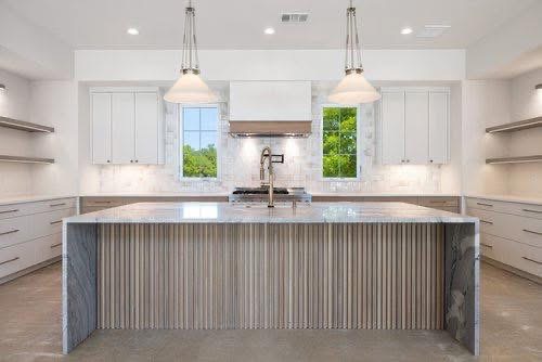 Modern kitchen with textured island